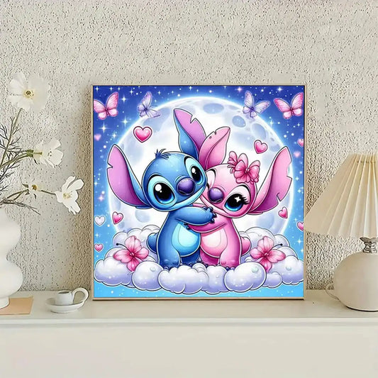 Tableau Diamant Stitch et Angel - Kit Diamond Painting Personnage Stitch