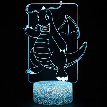 Lampe LED 3D Pokémon – 16 couleurs, télécommande & tactile