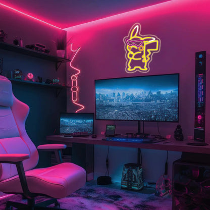 Pikachu LED Neon Sign - USB Wall Decor for Bedroom, Living Room or Game Room