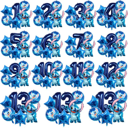 Stitch Birthday Balloon Kit - Blue Numbers (1 to 13) - Pack of 6 Balloons