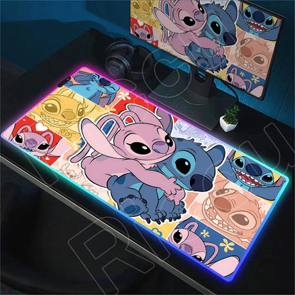 Tapis de bureau LED RGB Stitch – Accessoire gaming lumineux