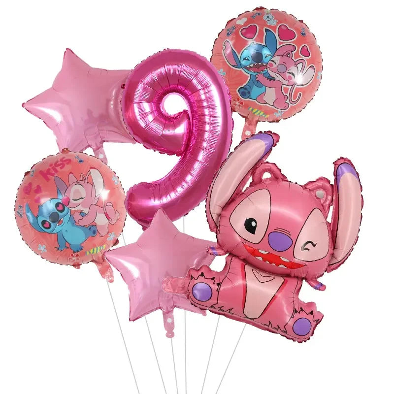 Kit de Ballons d'Anniversaire Angel - Chiffres Roses (1 à 9) - Pack de 6 Ballons