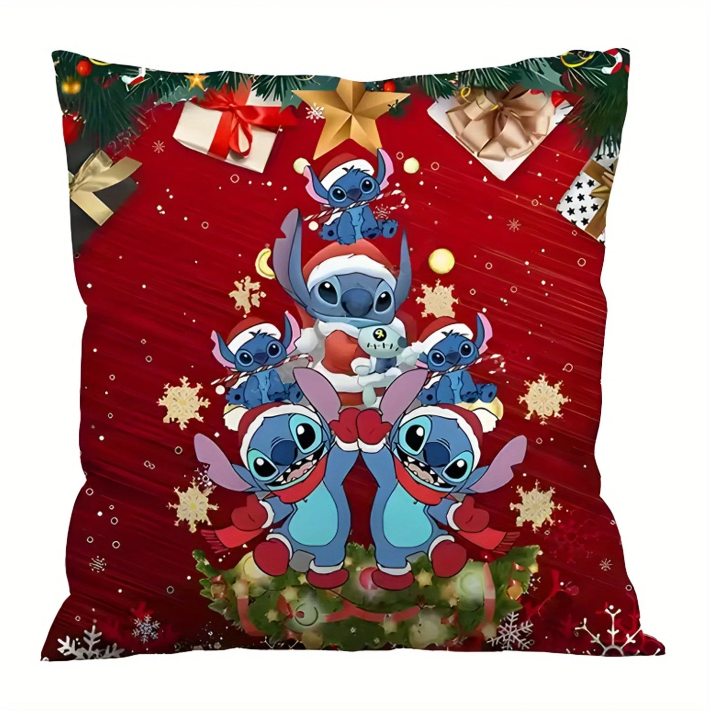 Taie d’oreiller de stitch et Angel ambiance Noël  ( 4 tailles )