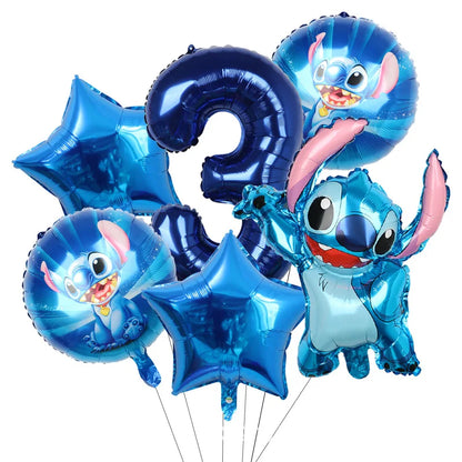Stitch Birthday Balloon Kit - Blue Numbers (1 to 13) - Pack of 6 Balloons