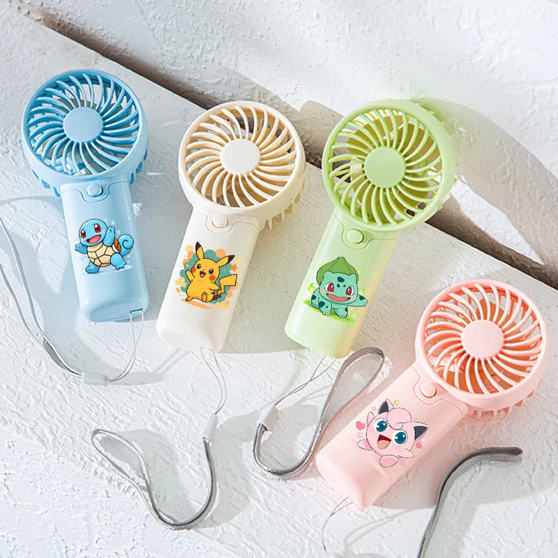 Mini Ventilateur Portable Pokémon – Modèles Pikachu, Carapuce, Bulbizarre, Evoli & Rondoudou – Piles