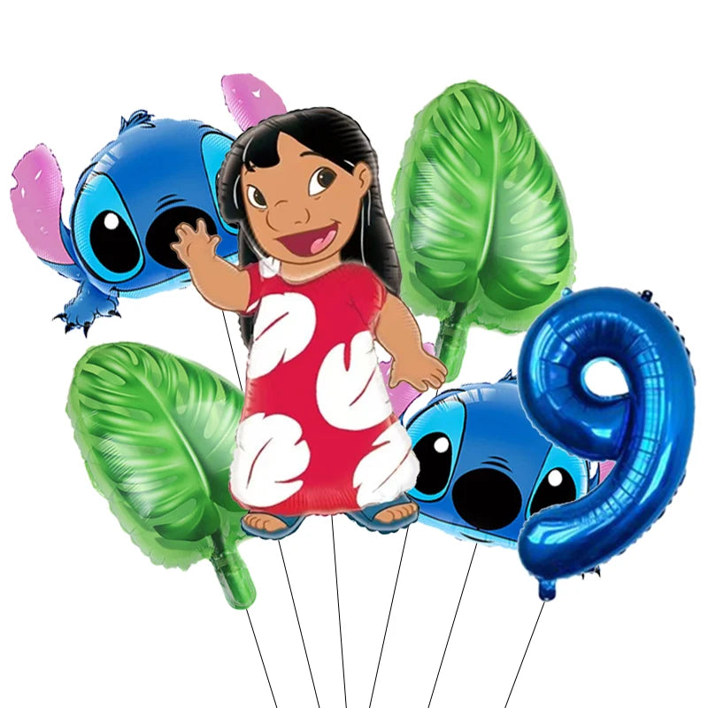 Pack Déco Anniversaire Lilo & Stitch – Chiffre au Choix & Ballons Thématiques Bleu