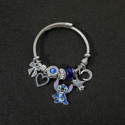 Bracelet à Breloques Stitch & Angel – Style Disney pour Femme et Fille
