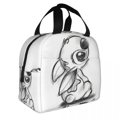 Sac Isotherme Stitch noir et blanc – Lunch Bag Léger et Résistant pour Pique-Nique et Déjeuners (22x20x13 cm)