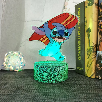 Stitch &amp; Angel 16 Colors LED Lamp - 3D Night Light with Remote Control