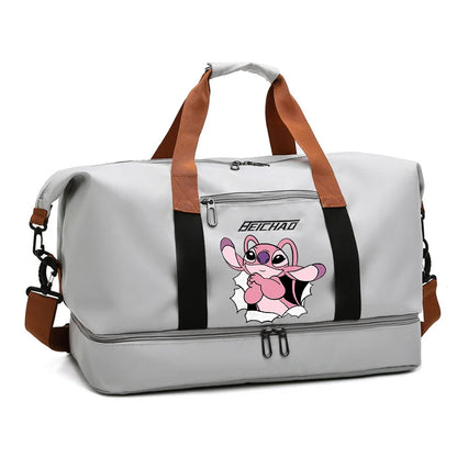 Disney Stitch Grey Travel Bag - Large, Lightweight and Waterproof