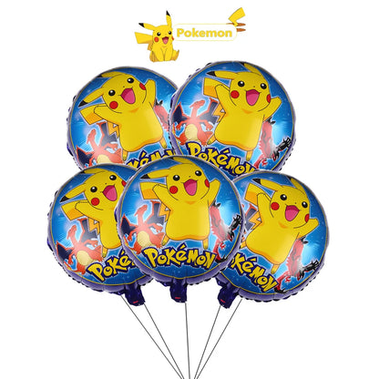 Ballons Pokémon en Aluminium – Lot de 5 Ballons 45cm