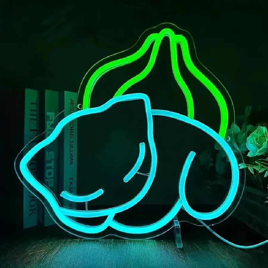 Lampe Néon LED – Édition Bulbizarre Endormi