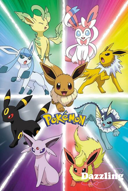 Tableau Diamant Pokémon Evolitions – Kit Diamond Painting Complet