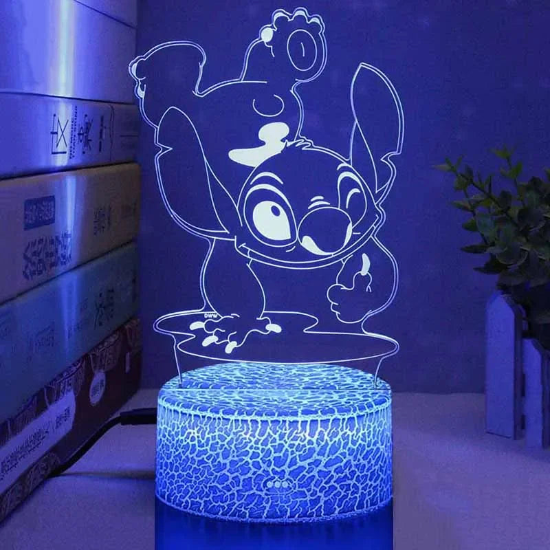 Veilleuse LED 3D Stitch – 16 couleurs avec télécommande