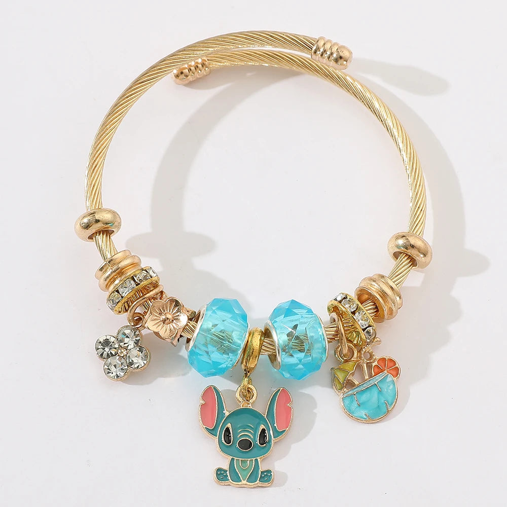Bracelet à Breloques Stitch & Angel – Style Disney pour Femme et Fille