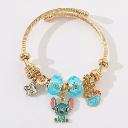 Bracelet à Breloques Stitch & Angel – Style Disney pour Femme et Fille