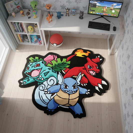 Tapis Pokémon Starter Evolutions – Tapis de sol décoratif pour fans de Pokémon