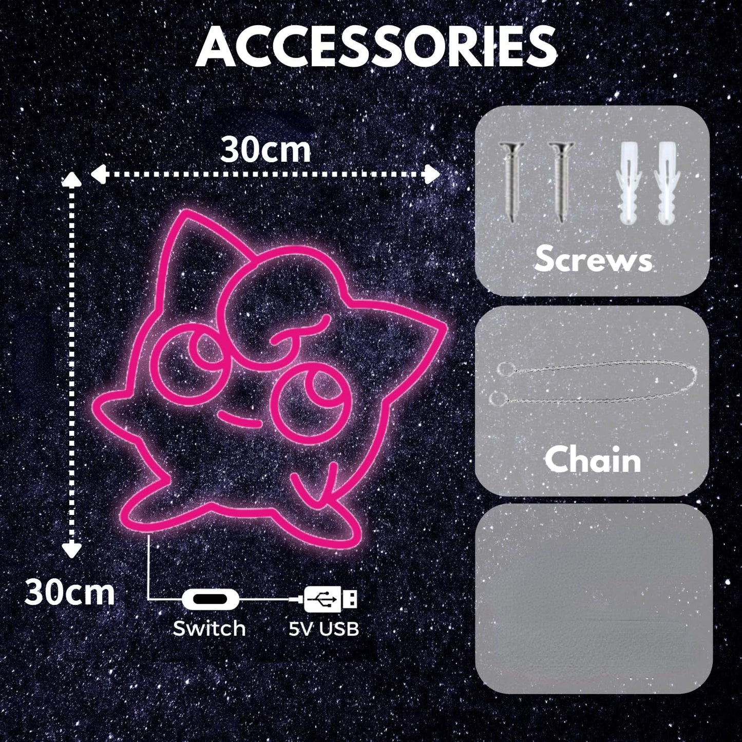 Enseigne Néon Pokémon Rondoudou – Décoration Murale LED Rose