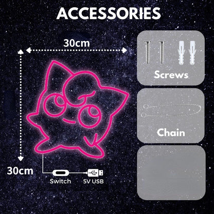 Enseigne Néon Pokémon Rondoudou – Décoration Murale LED Rose