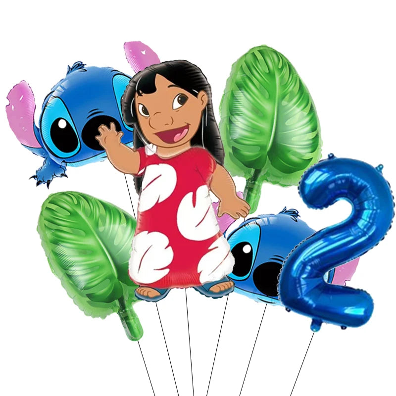 Pack Déco Anniversaire Lilo & Stitch – Chiffre au Choix & Ballons Thématiques Bleu