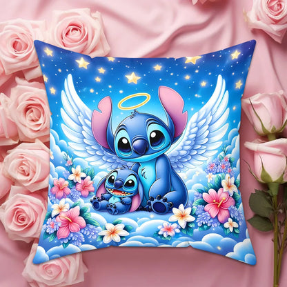 Taie d’oreiller décorative Stitch et Angel – Collection Disney Kawaii (40x40cm / 45x45cm / 50x50cm)