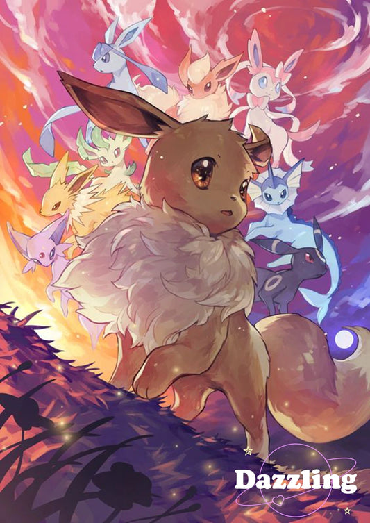 Tableau Diamant Pokémon Evoli – Kit Diamond Painting Complet