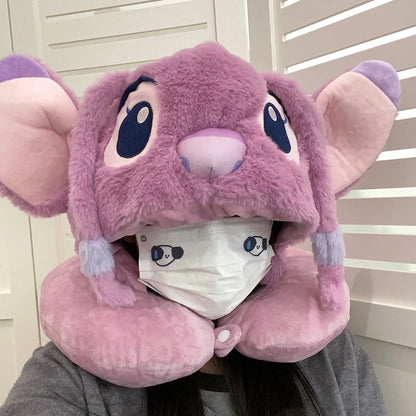 Stitch Travel Pillow - Plush Neck Pillow with Hood
