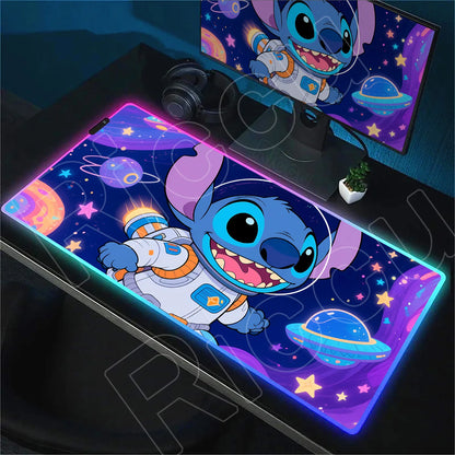 Tapis de bureau LED RGB Stitch – Accessoire gaming lumineux