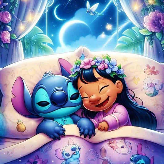 Tableau Diamant Lilo et Stitch — Kit Diamond Painting Scintillant