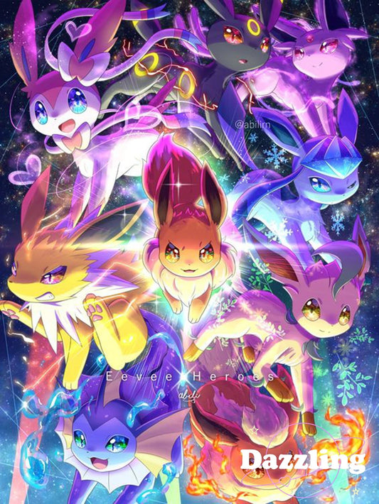 Tableau Diamant Pokémon Evolitions – Kit Diamond Painting Complet