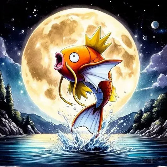 Tableau Diamant Pokémon Magicarpe – Kit Diamond Painting Complet