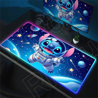 Tapis de bureau LED RGB Stitch – Accessoire gaming lumineux
