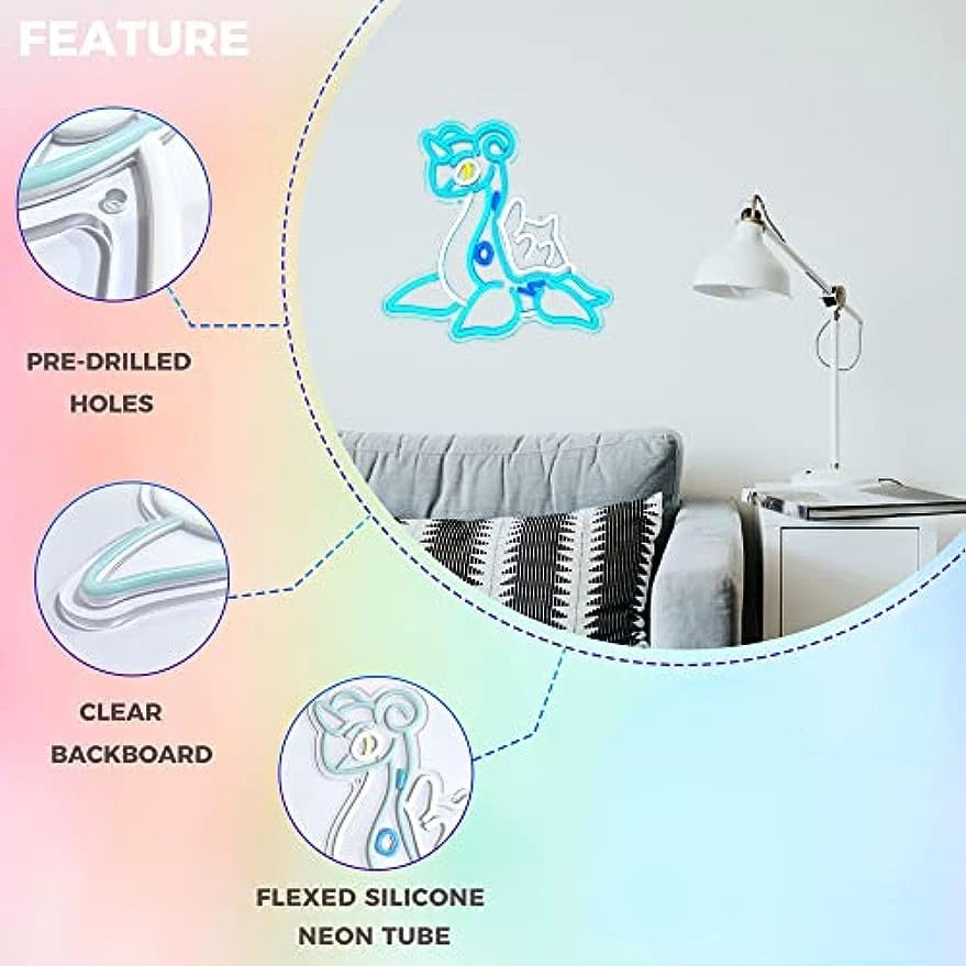 Enseigne Néon Pokémon lokhlass – Décoration Murale Lumineuse LED