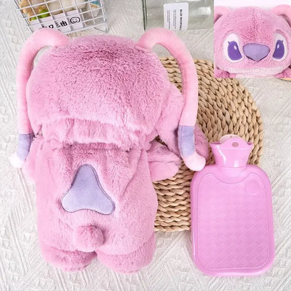 Stitch and Angel Hot Water Bottle - Portable Heating Plush
