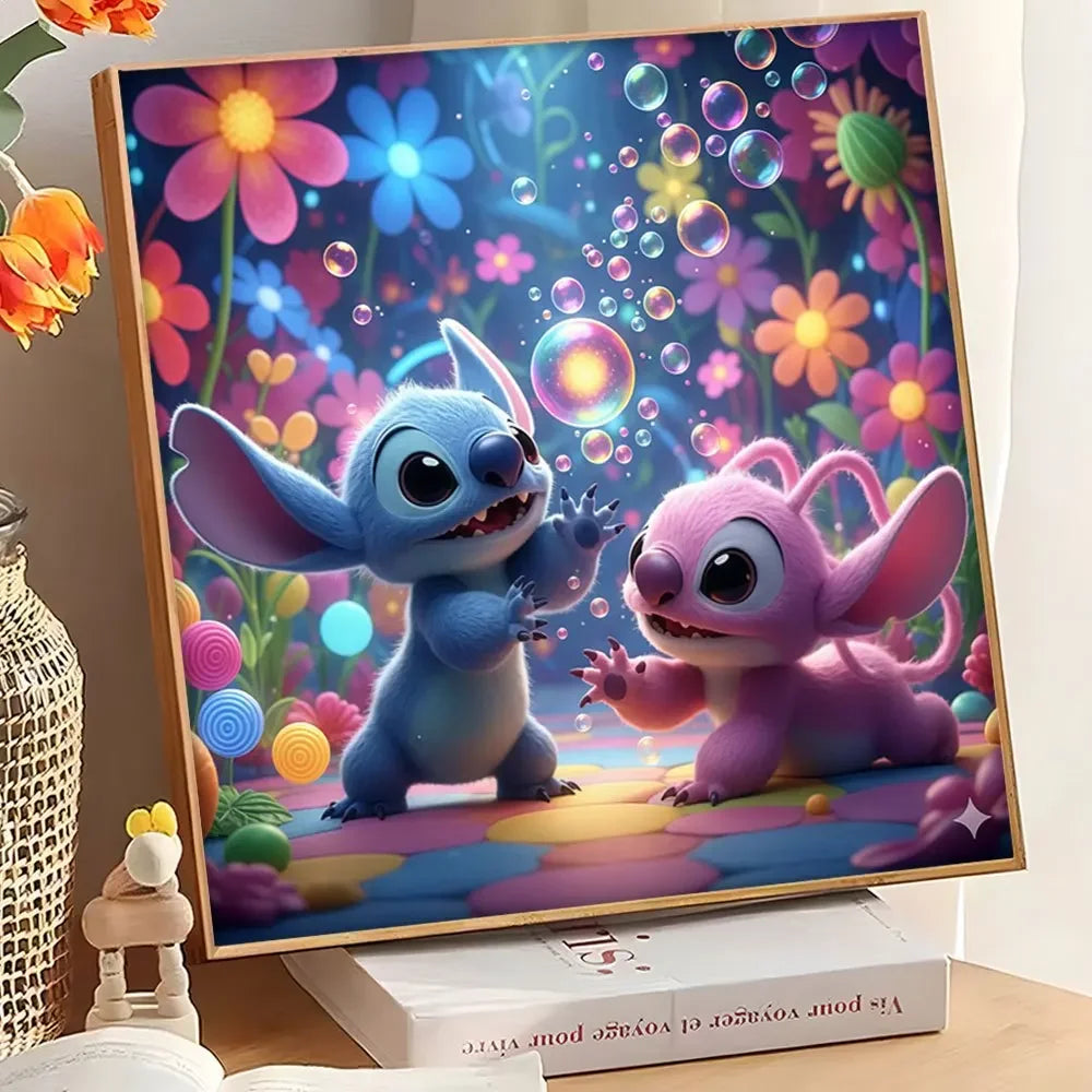 Tableau Diamant Stitch et Angel – Kit Diamond Painting Complet