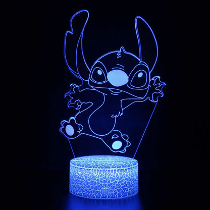 Stitch Jumping 3D LED Night Light - 16 Colors with Remote Control