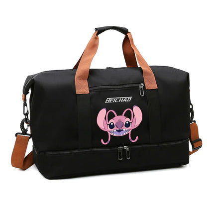 Disney Stitch Black Travel Bag - Large, Lightweight and Waterproof