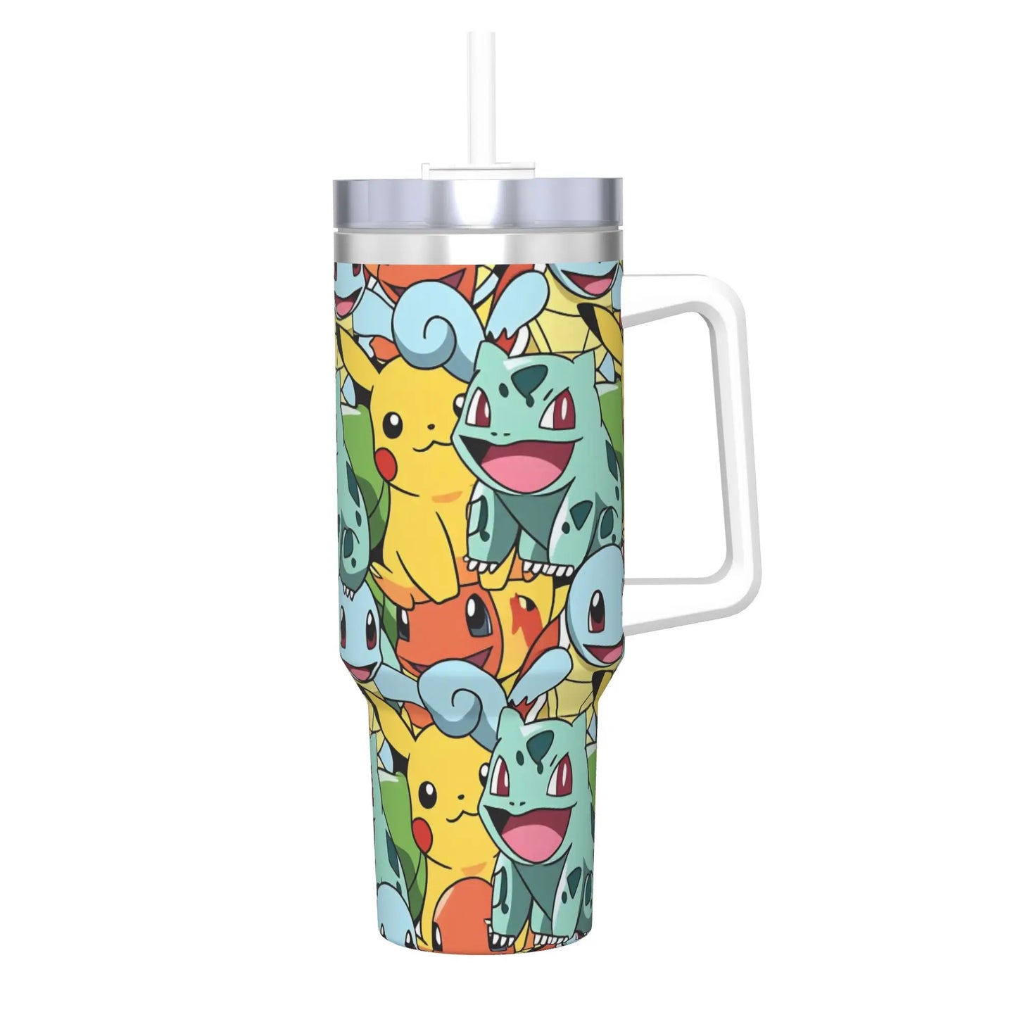 🥤 Gourde Isotherme Pokémon 40oz (1200ml) avec Poignée & Paille — Tumbler Grande Capacité