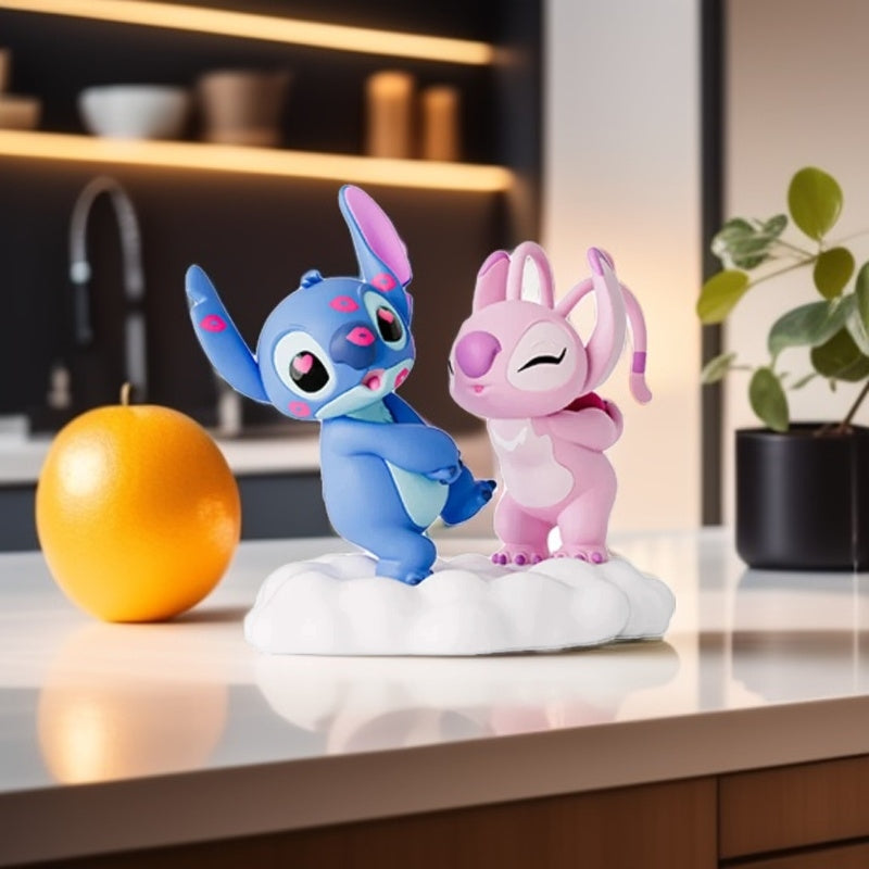 Figurine Stitch et Angel en PVC duo kawaii romantique Lilo et Stitch