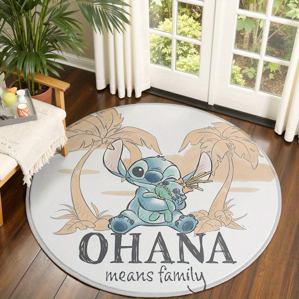 Tapis Rond Stitch “Ohana means family” – Douceur et Magie Disney