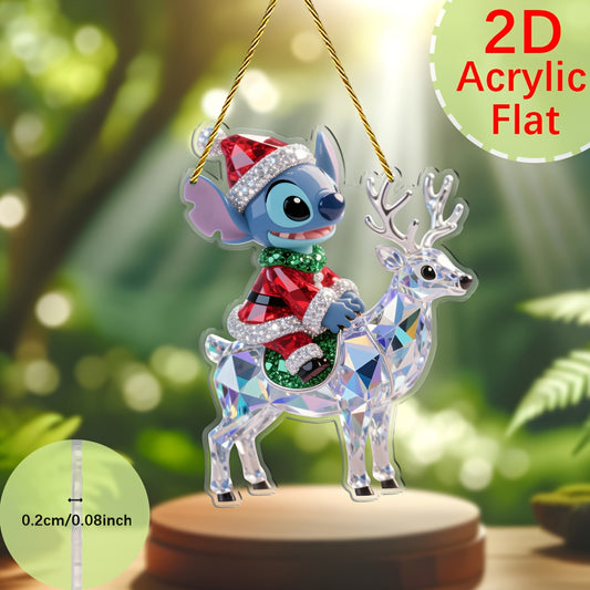 Ornement Acrylique 2D Stitch — Sun Catcher de Noël Festif