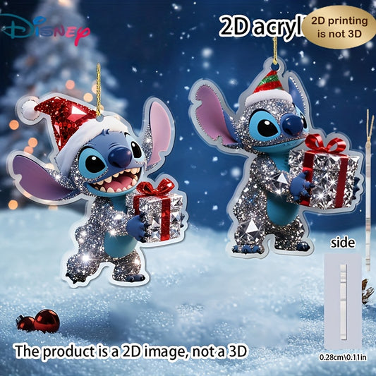 Lot 2 Décoration de Noël Stitch avec Cadeau – Ornement Festif à Suspendre