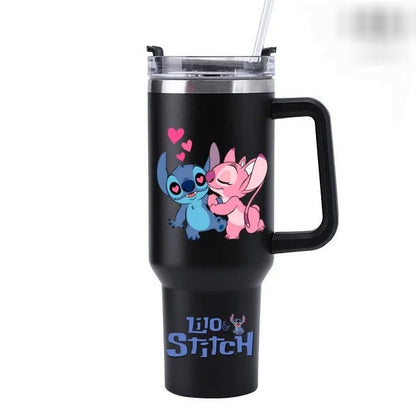 Mug Isotherme Stitch 1,18 litre noir – Tasse de Voyage avec Paille & Poignée