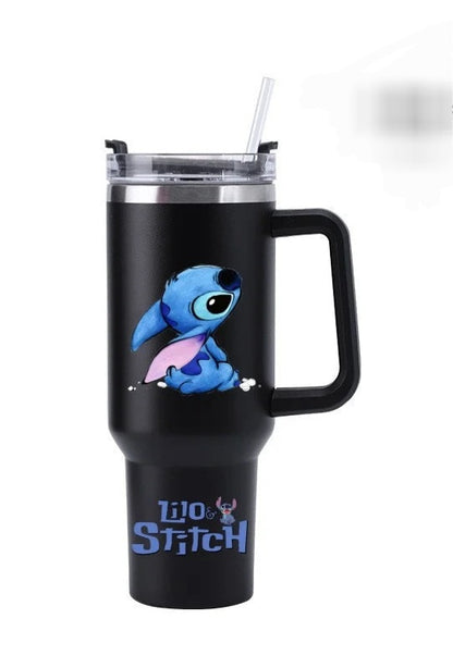 Mug Isotherme Stitch 1,18 litre noir – Tasse de Voyage avec Paille & Poignée