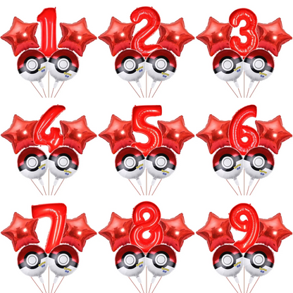 Pokémon Red Number Helium Balloons (0-9)