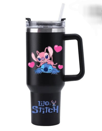 Mug Isotherme Stitch 1,18 litre noir – Tasse de Voyage avec Paille & Poignée