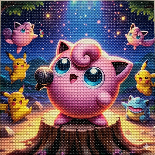 Tableau Diamant Pokémon Rondoudou – Kit Diamond Painting Complet