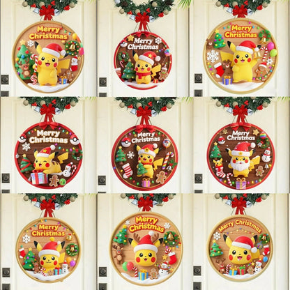 Panneau de Bienvenue Noël Pokémon Pikachu – Décoration murale en bois