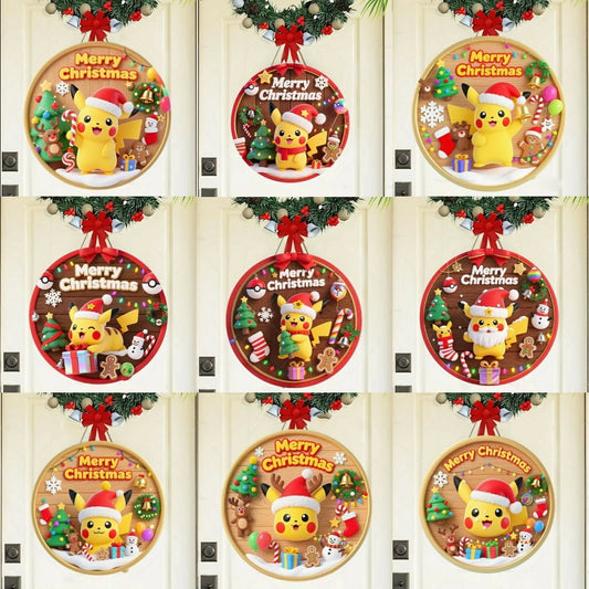 Panneau de Bienvenue Noël Pokémon Pikachu – Décoration murale en bois
