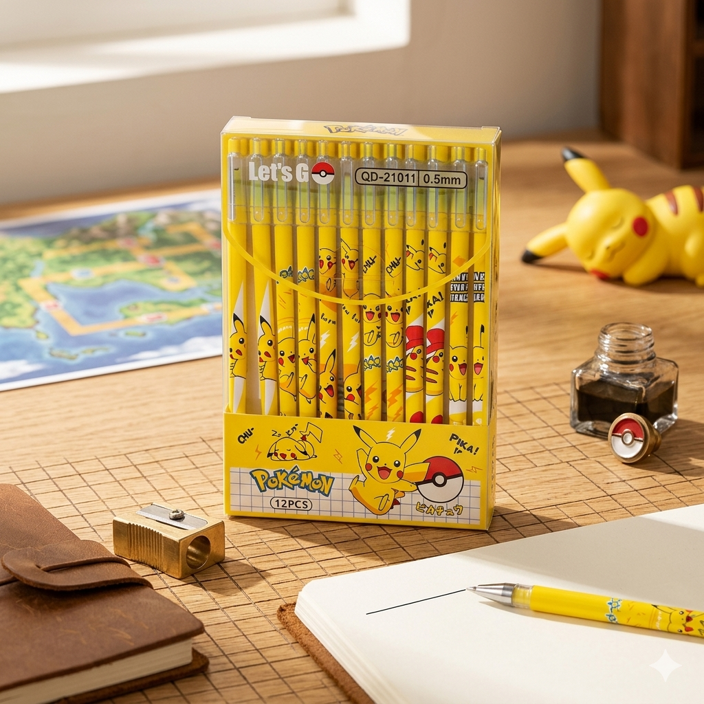 Coffret de 12 Stylos Gel – Édition Pikachu